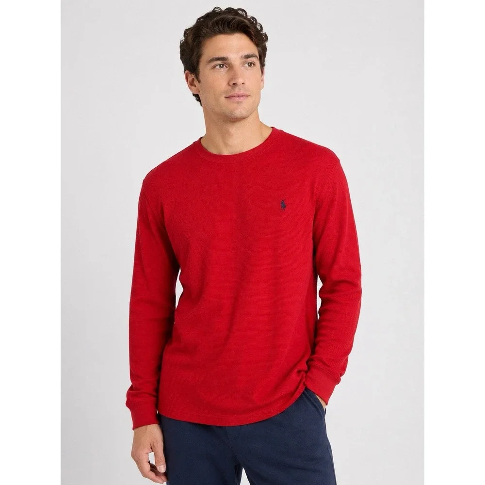 Polo Ralph Lauren Outdoor Thermal Shirt XL Red Waffle Knit Cotton Pony Logo